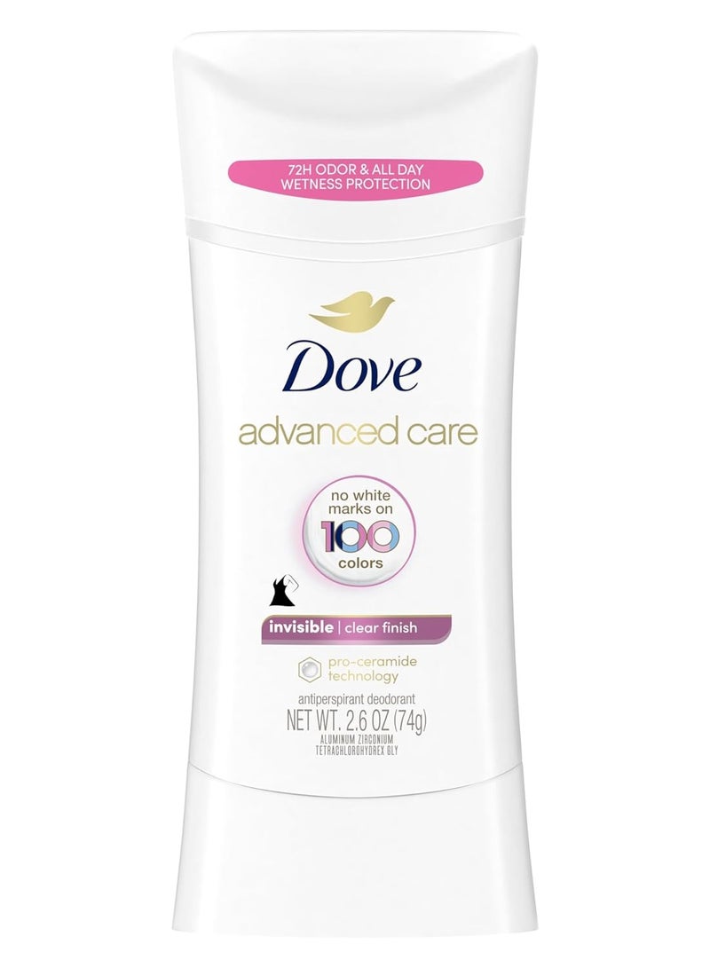 Dove Dove Advanced Care Antiperspirant Deodorant Stick Clear Finish Antiperspirant deodorant that doesn’t stain clothes 72-hour odor control and all-day sweat protection with Pro-Ceramide Technology 2.6 oz - Image 1