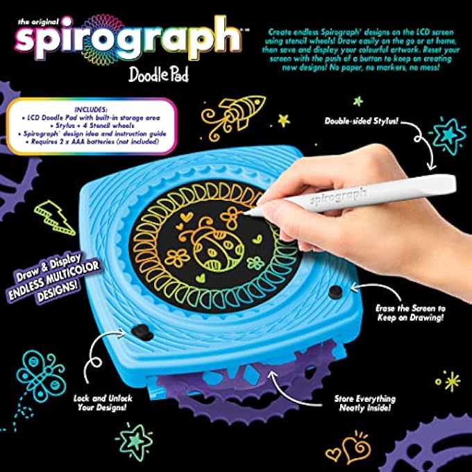 Spirograph DOODLE PAD | ELECTRONIC DRAWING | CHRISTMAS PRESENTS | TRAVEL DRAWING | AGES 8+ - Image 3
