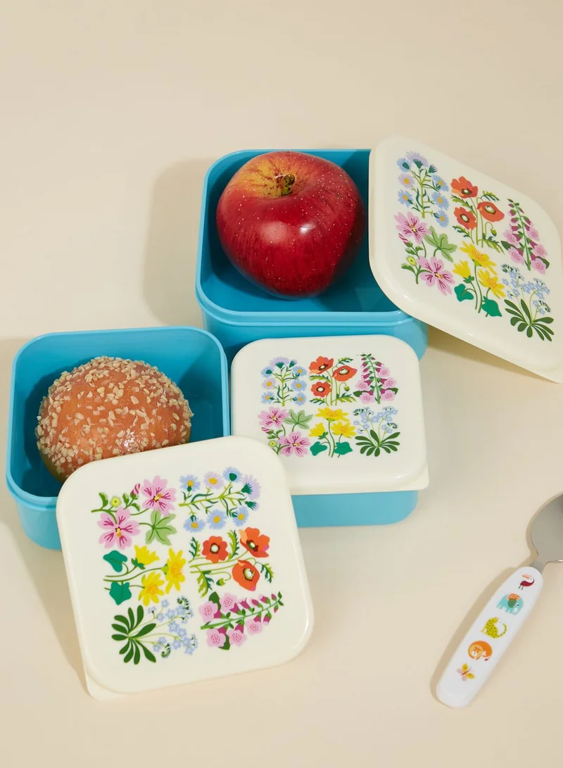 Rex London Set Of 3 Wild Flowers Snack Boxes