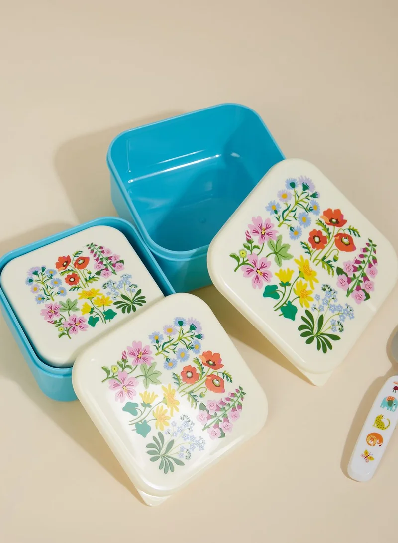 Rex London Set Of 3 Wild Flowers Snack Boxes
