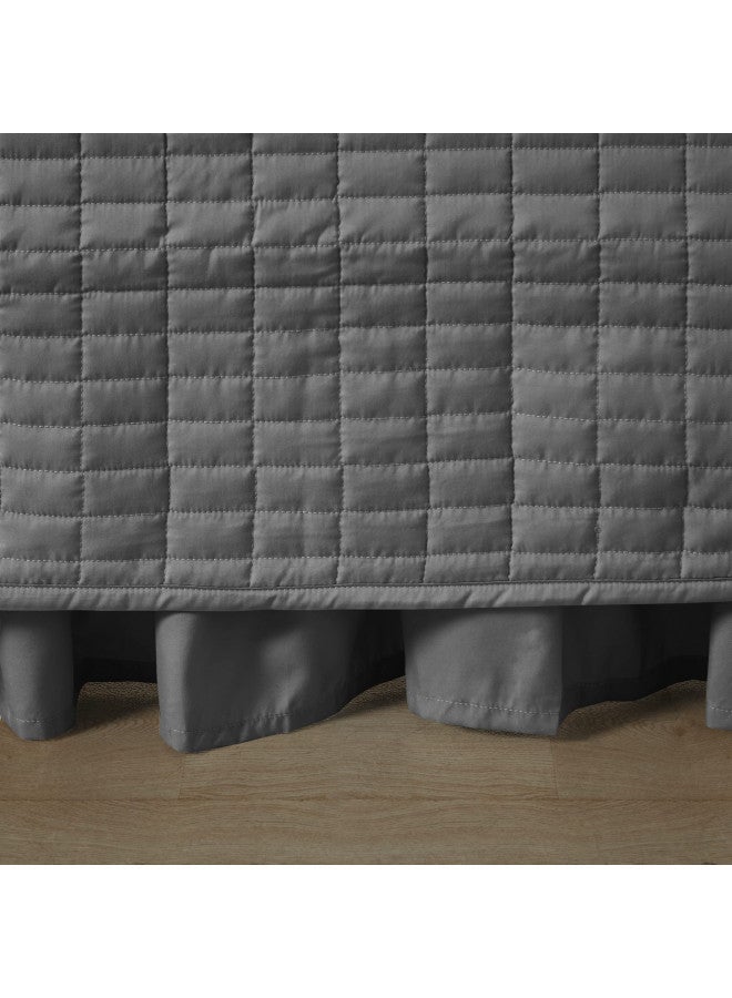 Comfort Spaces غطاء سرير يومي من Comfort Spaces - مزدوج الجوانب الفاخر - لحاف، بياضات مريحة لجميع الفصول مع تنورة السرير، وسائد متطابقة، 75'x39' رمادي فحمي 5 قطع - Image 5