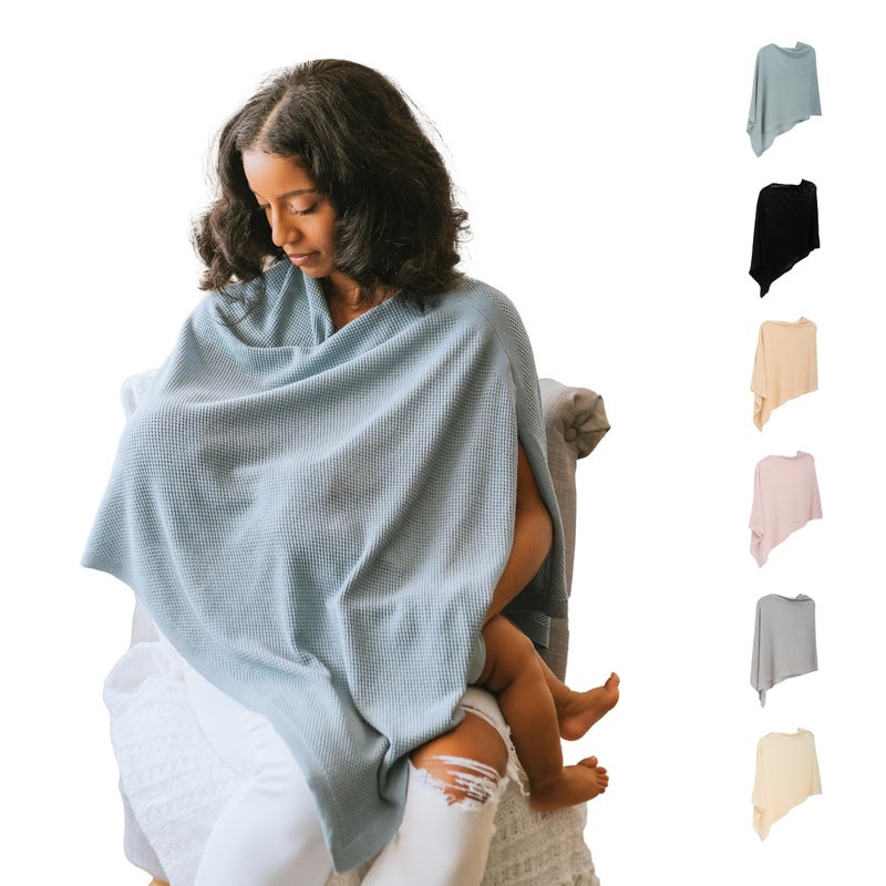 Gold Mamas Breathable Nursing Cover Up for Breastfeeding - Privacy Nursing Covers - Newborn Essentials Must Haves - Improved Ponchy by Gold Mamas - Blue - Image 1