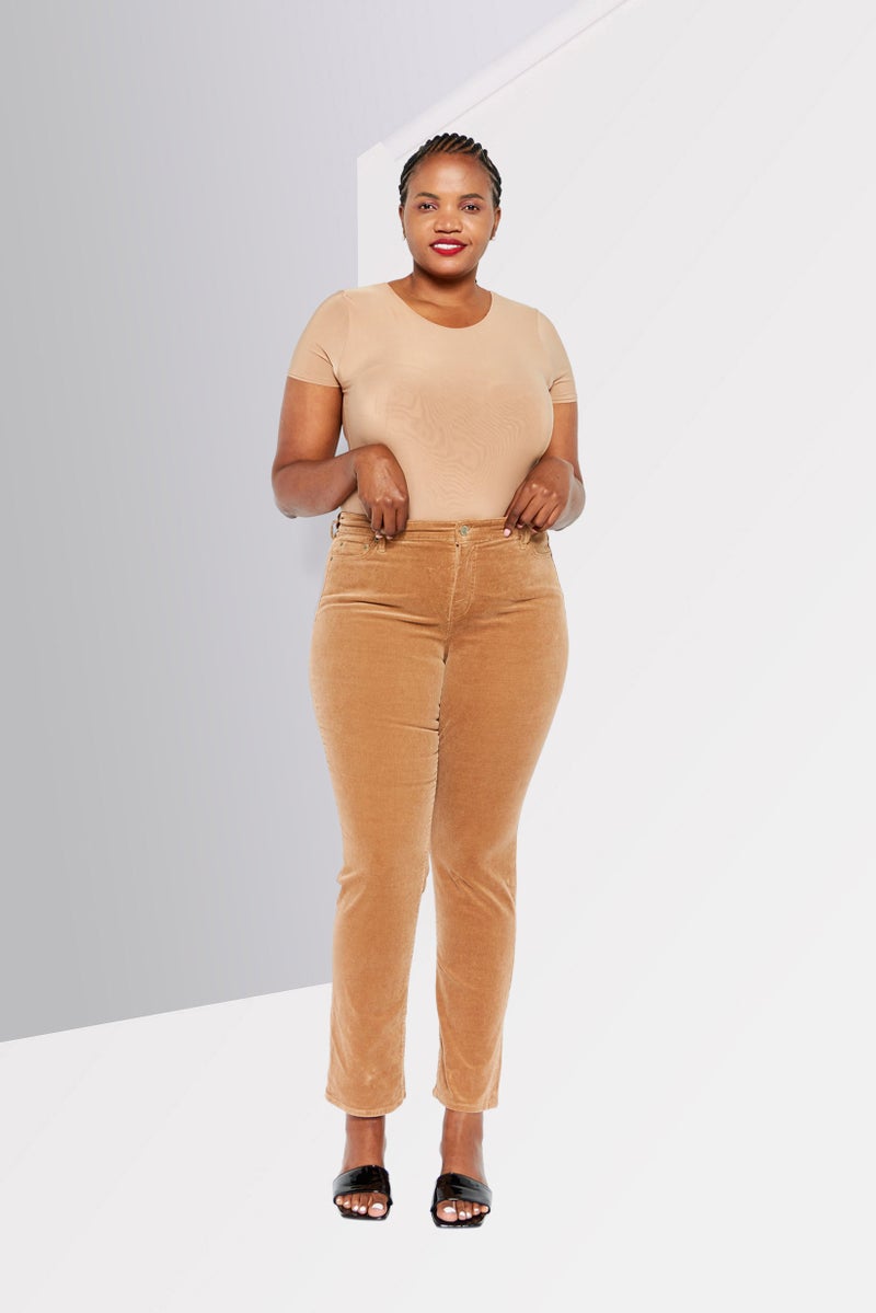RALPH LAUREN Women Plus Size Textured Pant, Tan  - Image 2