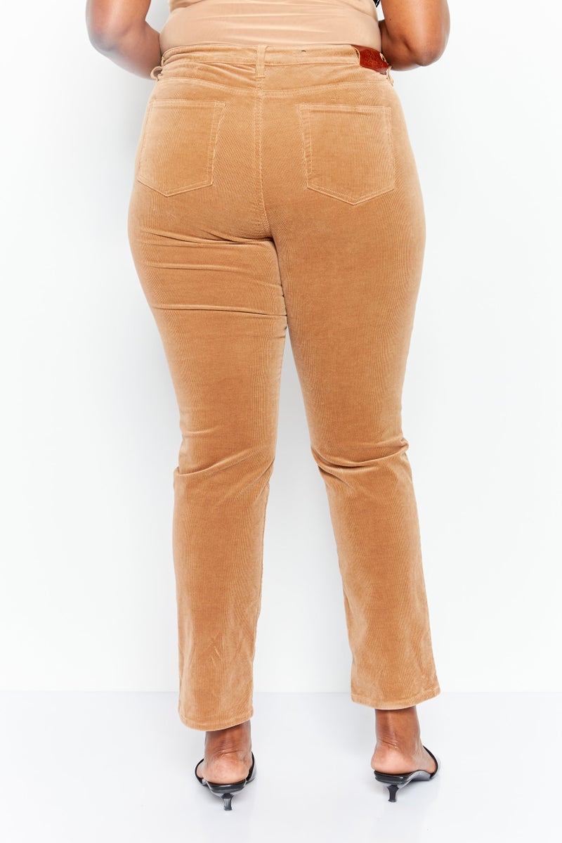 RALPH LAUREN Women Plus Size Textured Pant, Tan  - Image 3