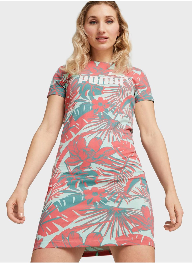 PUMA - Essential Flower Power Aop T-Shirt Dress - Image 1