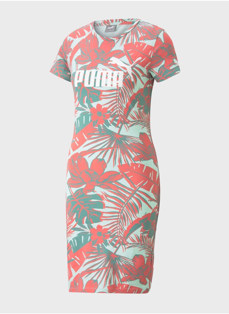 PUMA - Essential Flower Power Aop T-Shirt Dress - Image 1