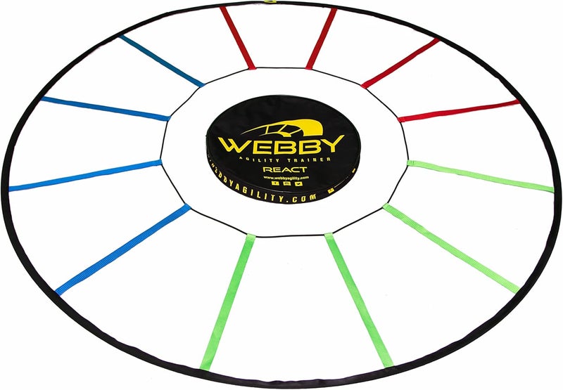 Webby مدرب الرشاقة – سلم السرعة والرشاقة للتدريبات والمهارات التفاعلية عالية الكثافة – قطعة دائرية من معدات تدريب رد الفعل تغير طريقة حركتك - Image 1