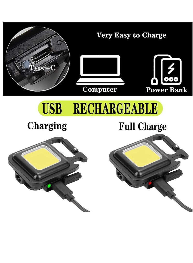 Mini Flashlight, 800Lumens COB Bright Rechargeable Keychain Flashlights, 4 Light Modes Portable Pocket Light with Folding Bracket Bottle Opener and Magnet Base for Camping Fishing Walking - Image 5