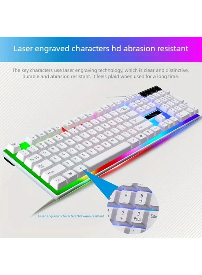 White RGB Gaming Keyboard and Mouse Combo Wired USB 104 Key Backlit Ergonomic PC PS4 - Image 3