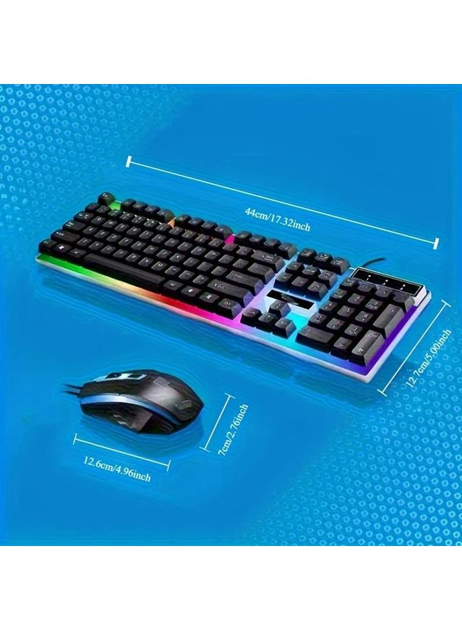 White RGB Gaming Keyboard and Mouse Combo Wired USB 104 Key Backlit Ergonomic PC PS4 - Image 2