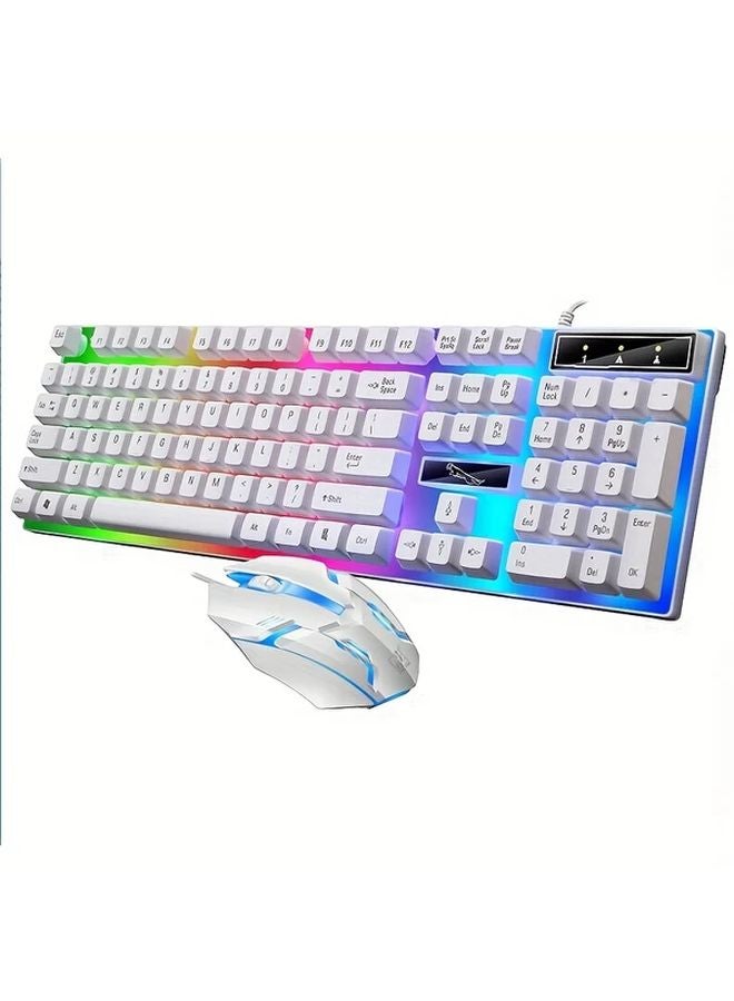 White RGB Gaming Keyboard and Mouse Combo Wired USB 104 Key Backlit Ergonomic PC PS4 - Image 5