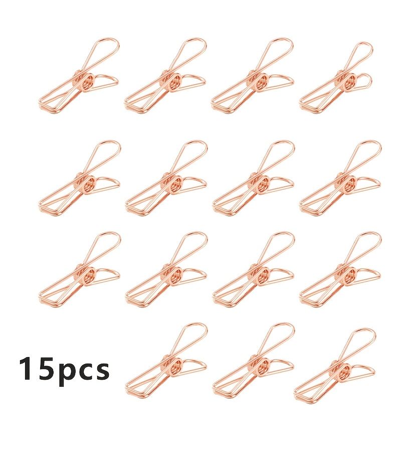 Rose Golden Fish Shape Metal Paper Clips 15 Pack Binder Office Supplies Bookmark - Image 3