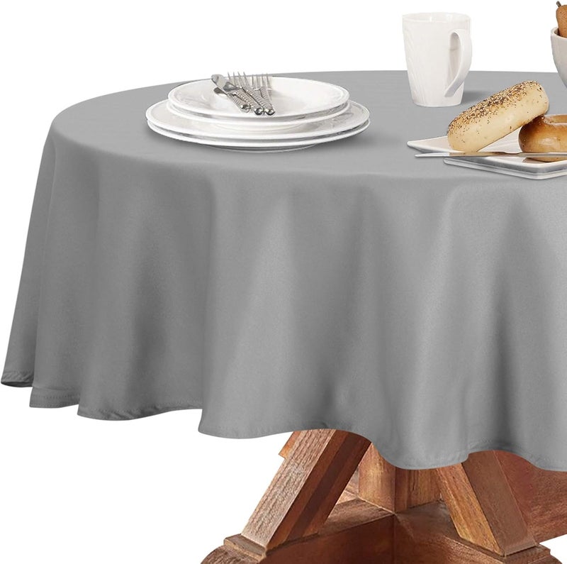 Obstal Flexible sizing options 210GSM Round Table Cloth, Water Resistance Microfiber Tablecloth, Decorative Fabric Circular Table Cover for Outdoor and Indoor Use (Silver, 60 Inch Diameter) Balanced structure - Image 1