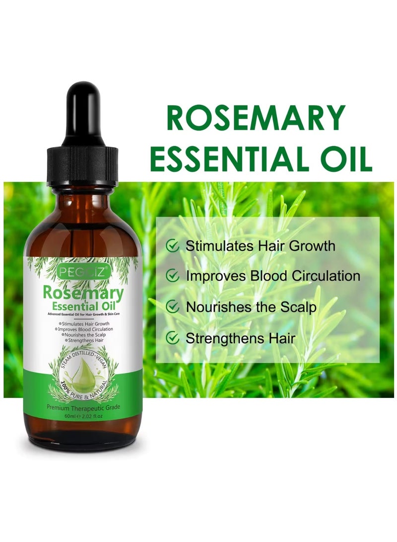 Pegciz 60 ml Rosemary Essential Oil for Hair Growth Pure Organic Rosemary Oil for Dry Damaged Hair and Growth Hair Scalp Oil Pure and Natural Premium Quality Oil Hair Loss Treatment Oil for Men and Women - Image 4