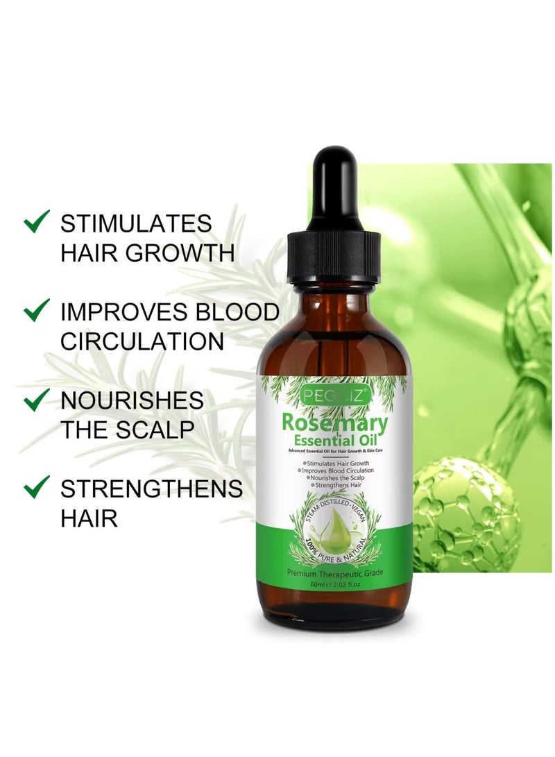 Pegciz 60 ml Rosemary Essential Oil for Hair Growth Pure Organic Rosemary Oil for Dry Damaged Hair and Growth Hair Scalp Oil Pure and Natural Premium Quality Oil Hair Loss Treatment Oil for Men and Women - Image 5