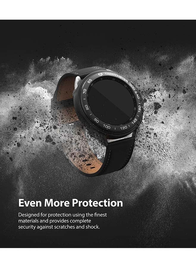 NIBEMINENT Flexible Soft TPU Case With Bezel Ring Adhesive Slim Cover For Galaxy Watch 3 Black  - Image 4