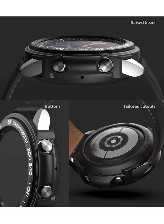 NIBEMINENT Flexible Soft TPU Case With Bezel Ring Adhesive Slim Cover For Galaxy Watch 3 Black  - Image 5