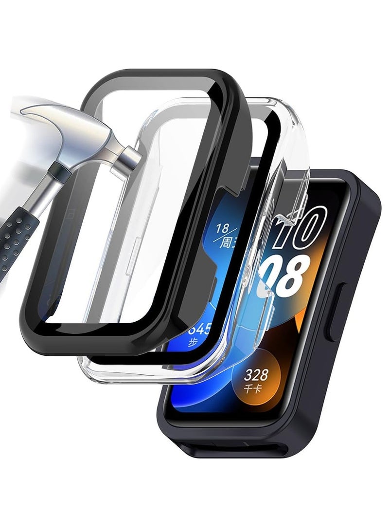 GNAFOTU 2-Pack TPU Screen Protector Cases for Huawei Band 8 and Band 9, Soft Bumper Frame Cover, Clear and Black Options, All-Around Protection  - Image 1