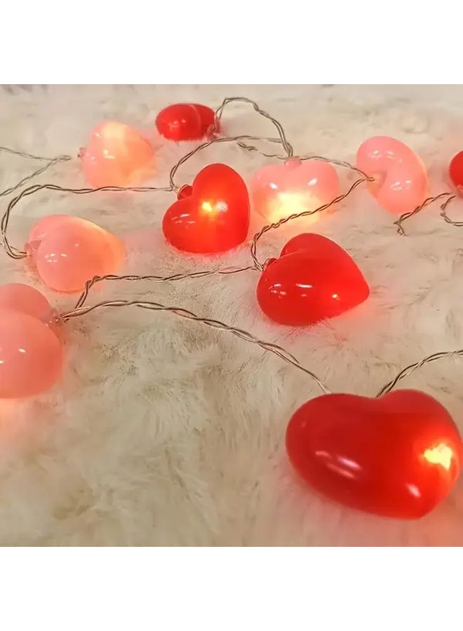 Pink Heart Shaped LED String Lights 10 Lights Battery Operated Valentine Wedding Decor - Image 2