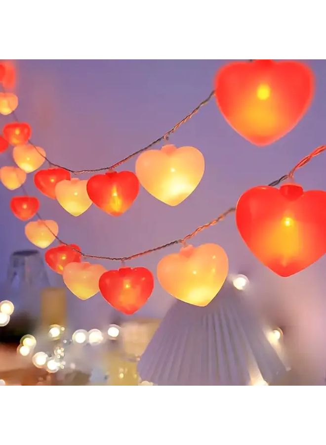 Pink Heart Shaped LED String Lights 10 Lights Battery Operated Valentine Wedding Decor - Image 5
