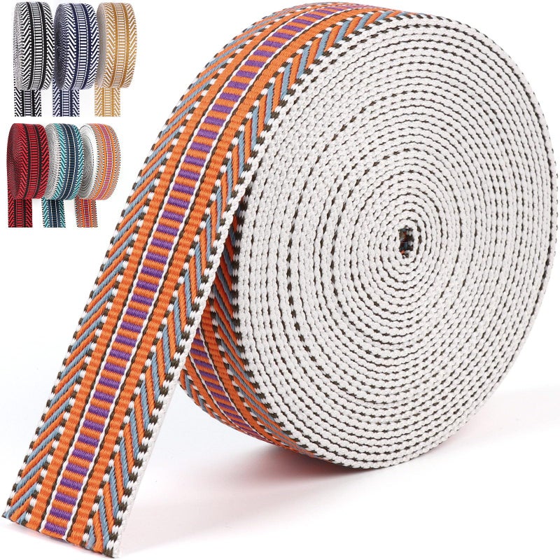PECMER Nylon Webbing 15 inch 6 Yards Jacquard Cotton Straps Seat Belt Polyester Webbing for Crafts Pet Collars Backpack Strap Belt 38mm 1 12 inch