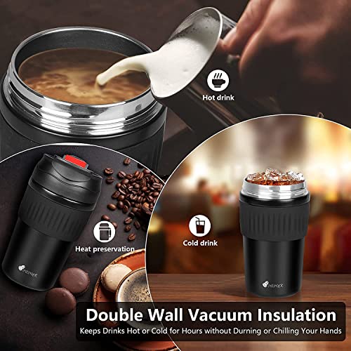Wosta Coffee Mug,Coffeemate Insulated Mug Thermosteel Hot or Cold Insulated Flask, 480 ml, Black | Leak Proof | Rust Proof | Tea Mug | Soup Flask | Juice Mug | Water Flask | Easy Grip | Easy to Carry - Image 4
