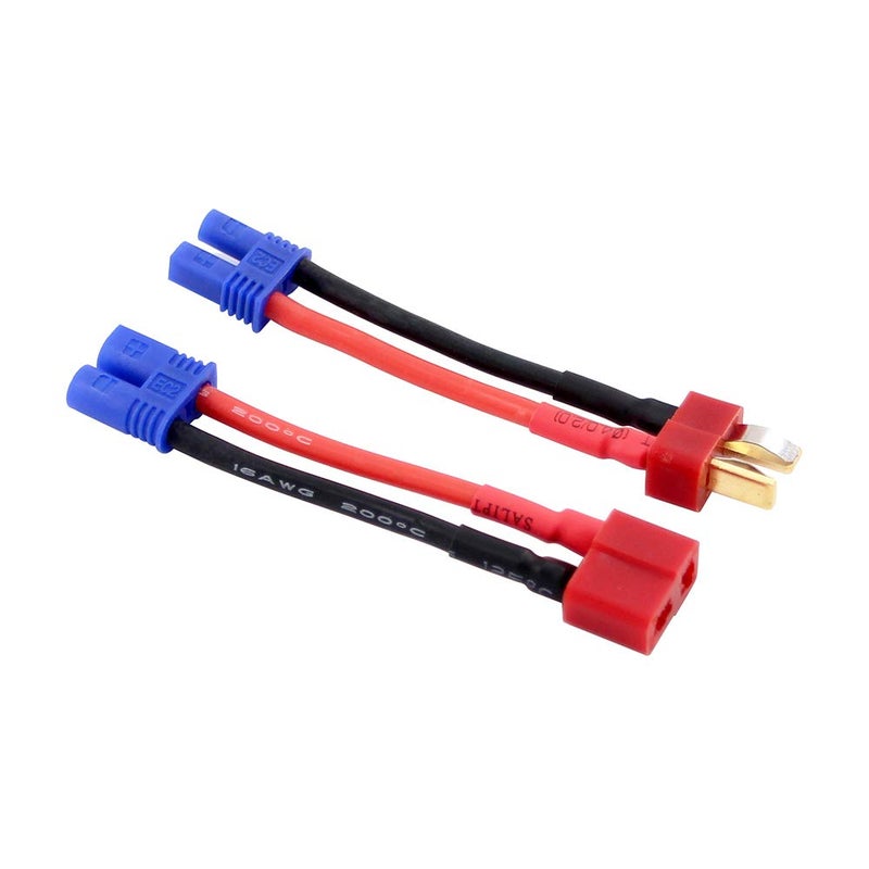 OliRC 4pcs T-Plug Style to EC2 Male Female Connector Adapter with 5cm 2inch 16awg Wire(C40-4) - Image 3