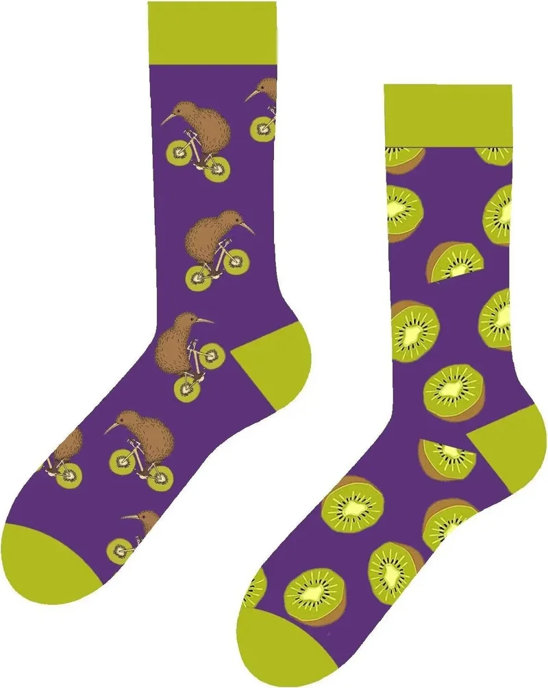 Carnaval Socks Right Left Kiwi Patterned Colorful Socks