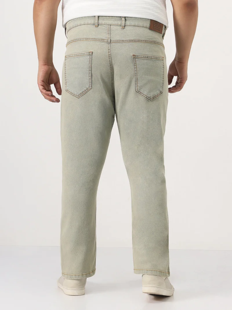 Urbano Fashion  Urbano Plus Men's Ice Grey Straight Fit Heavy Washed Jeans Stretchable  | Best Price UAE