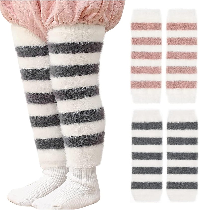 Baby Toddler Leg Warmers - 2 Pairs Stripe Unisex Knee Socks for Ages 0-5 - Image 1