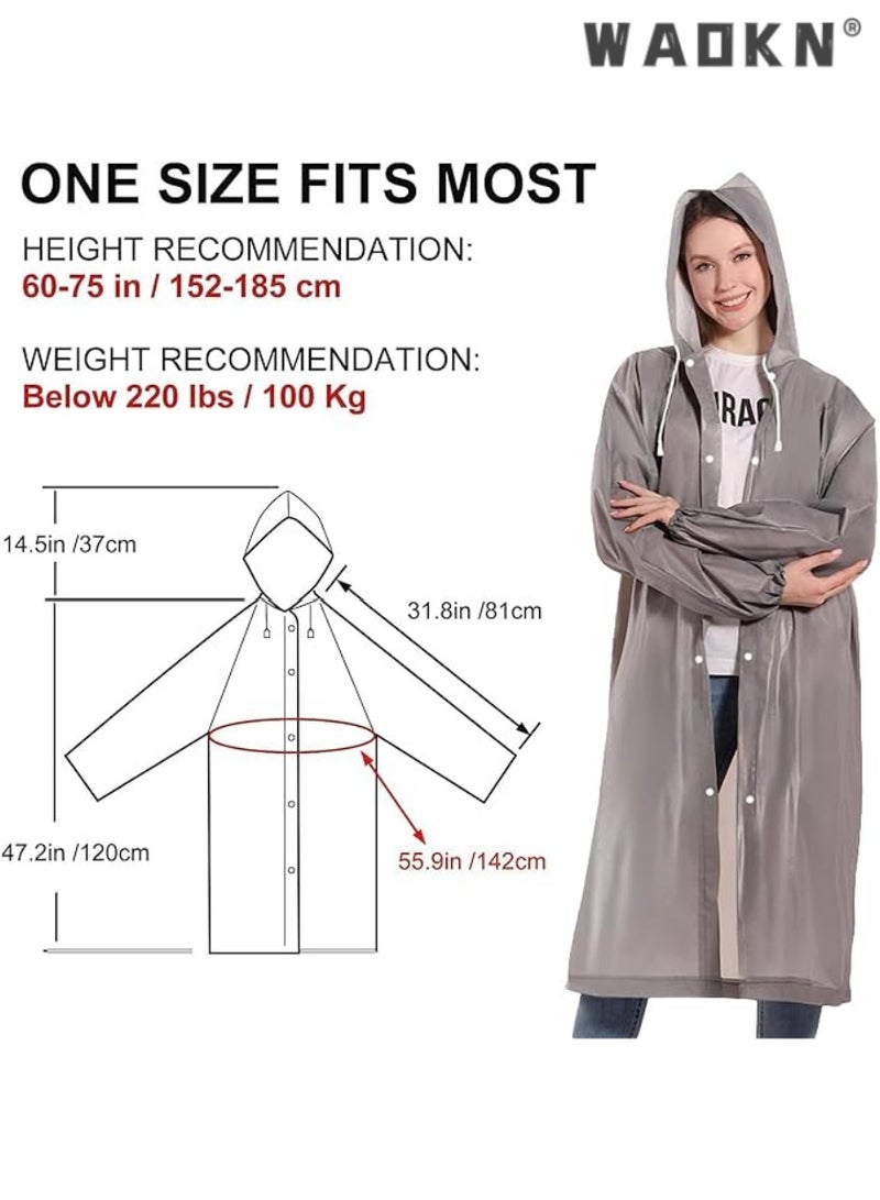 2-Pack Adult Rain Ponchos，Reusable, Lightweight & Portable Raincoats for Men & Women, Featuring Drawstring Hood & Elastic Wrist Cuffs for Enhanced Comfort & Protection