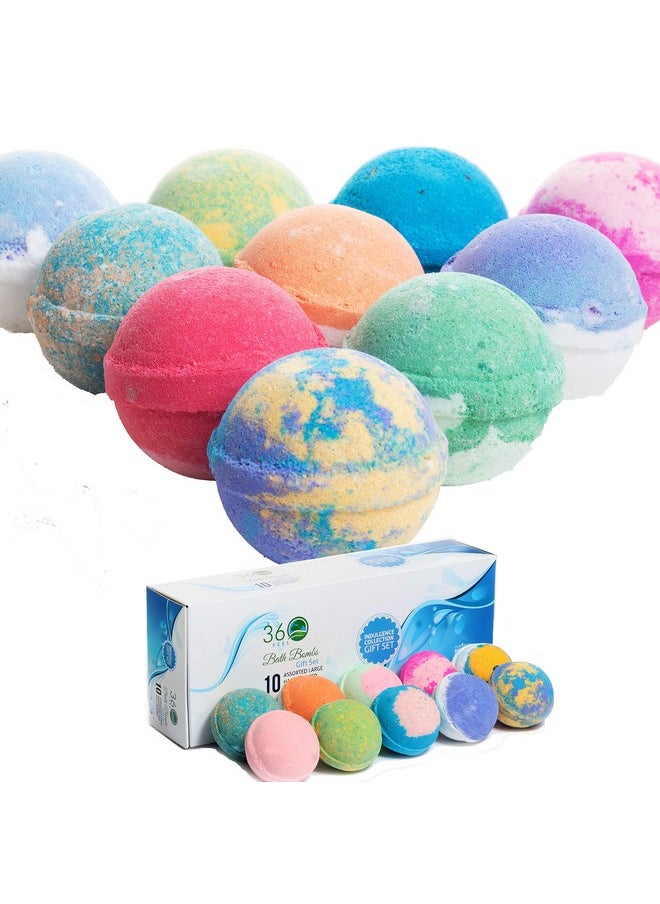 360Feel - Bath Bombs Gift Set 10 Large Usa Made -Made With Essential Oil -All Natural Organic Bath Fizzies- Gift Ready Box - Aromatherapy Organic Bath Bomb For Women Men And Kids - Gift Ready Box - Image 1