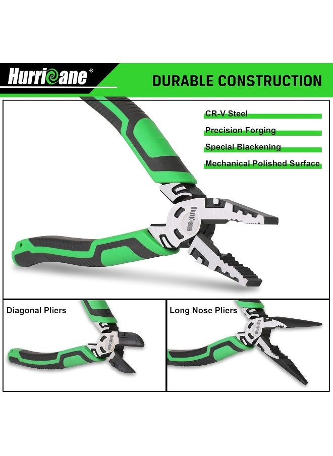 Hurricane HURRICANE 3 Pieces Pliers Set, Heavy-duty Pliers Set, with 8 Inch Linesman pliers, 8 Inch Needle Nose pliers and 6 Inch Diagonal Cutting pliers for Basic Repair  - Image 2