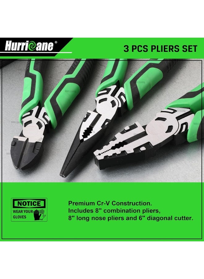 Hurricane HURRICANE 3 Pieces Pliers Set, Heavy-duty Pliers Set, with 8 Inch Linesman pliers, 8 Inch Needle Nose pliers and 6 Inch Diagonal Cutting pliers for Basic Repair  - Image 4