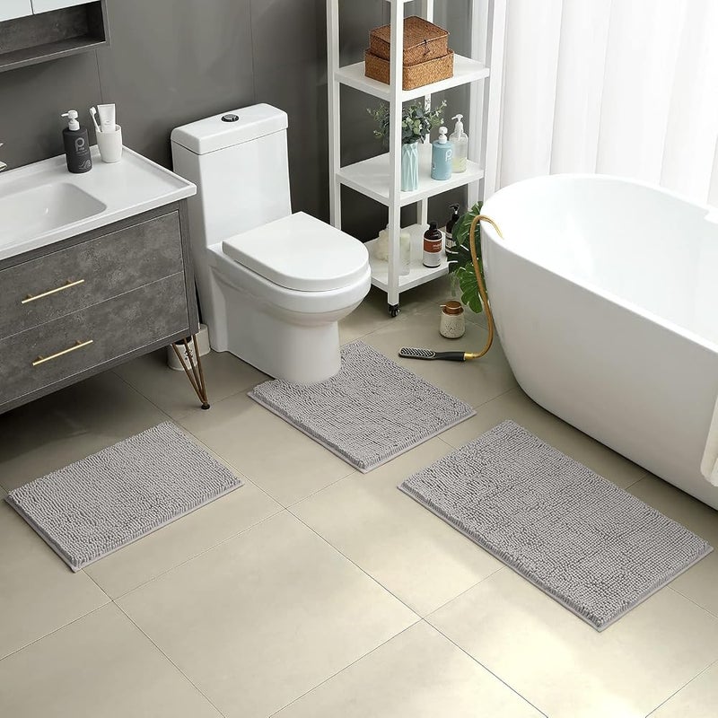 هوم أيدياز { "titleAr": "مجموعة سجاد حمام من HOMEIDEAS مكونة من 3 قطع، ناعمة جدًا ومانعة للانزلاق، قابلة للغسيل والتجفيف، مناسبة للحوض" "detailsAr": "مجموعة سجاد حمام كاملة مكونة من 3 قطع: سجادة حمام صغيرة مقاس 17" × 24 إنش، سجادة على شكل حرف U م - Image 2