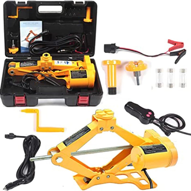 Automotive Electric Car Jack 3 Ton 12V Lifting Tire Wheel Repair Changing 6600 LBS Repair Emergency Tool Kits Vehicle Floor Jack Wheel Change with Impact Wrench