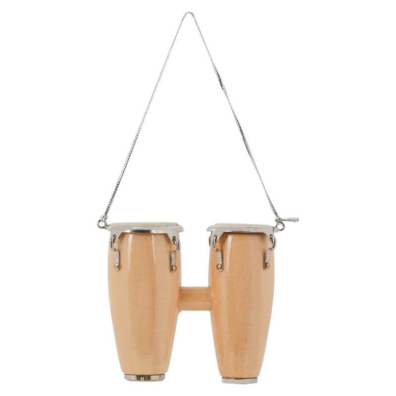 Broadway Gifts Broadway Gifts 28 Natural Brown Wood and Brass Double Conga Drum Ornament Decoration 