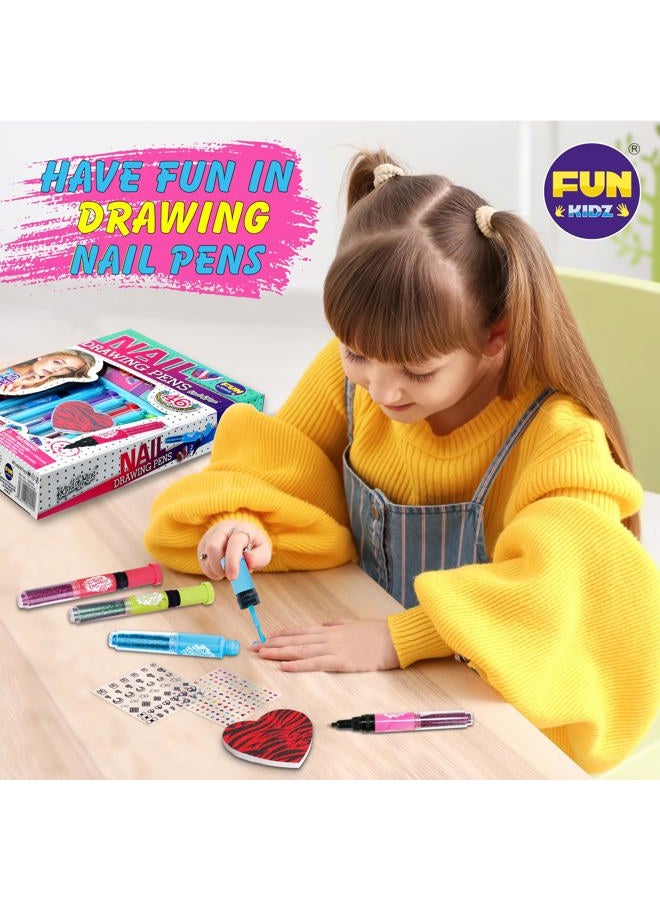 FUN KIDZ طقم أظافر للفتيات من عمر 7-12، مجموعة فن الأظافر القابلة للتقشير مع أقلام طلاء الأظافر، زينة أظافر لامعة مؤقتة، طقم مكياج للمراهقات للحفلات - Image 5