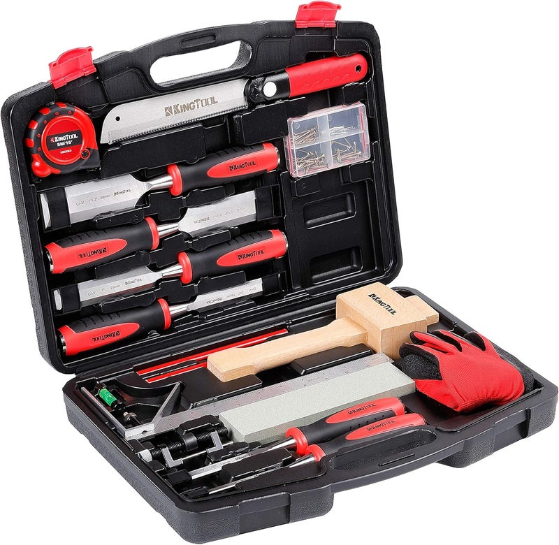 KingTool 87 Pc. Advanced Wood Chisel Set with Storage Case Including Superior Chisels | Heat-Treated Cr-V Alloy Blades Premium Chisel Set for Carpentry Craftsman - Image 1