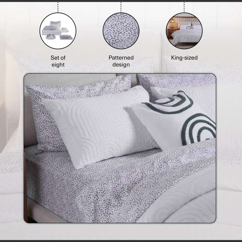 Pan Home مجموعة سرير TTC Dreamcast Texture 8 قطع في حقيبة 240x260 سم - أبيض - Image 5
