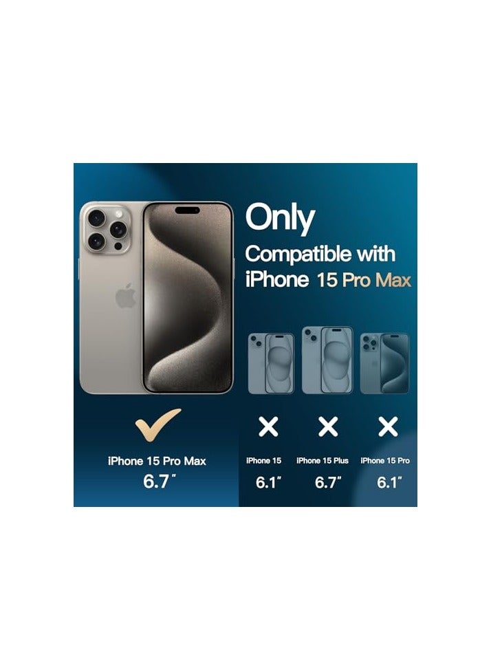 جي تيك حافظة مغناطيسية 3 في 1 من JETech لهاتف iPhone 15 Pro Max مقاس 6.7 بوصة مع عبوتين من واقيات الشاشة من الزجاج المقوى، متوافقة مع MagSafe، غطاء هاتف خلفي شفاف غير لامع مقاوم للصدمات (تيتانيوم طبيعي) - Image 2