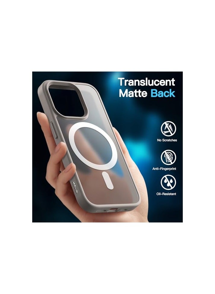 جي تيك حافظة مغناطيسية 3 في 1 من JETech لهاتف iPhone 15 Pro Max مقاس 6.7 بوصة مع عبوتين من واقيات الشاشة من الزجاج المقوى، متوافقة مع MagSafe، غطاء هاتف خلفي شفاف غير لامع مقاوم للصدمات (تيتانيوم طبيعي) - Image 3