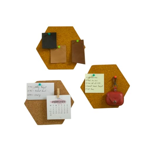 HAMELIN Bee Hive Hexagonal Cork Pinboard For Home Office Classroom & Notice Board For Home | Self-Adhesive Tiles Bulletin Reminder Board | Multi Purpose Wall Decor Boards | Set of 3 | 20 x 10 x 1 cm - Image 2