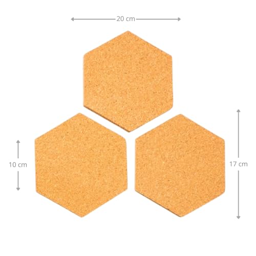 HAMELIN Bee Hive Hexagonal Cork Pinboard For Home Office Classroom & Notice Board For Home | Self-Adhesive Tiles Bulletin Reminder Board | Multi Purpose Wall Decor Boards | Set of 3 | 20 x 10 x 1 cm - Image 5