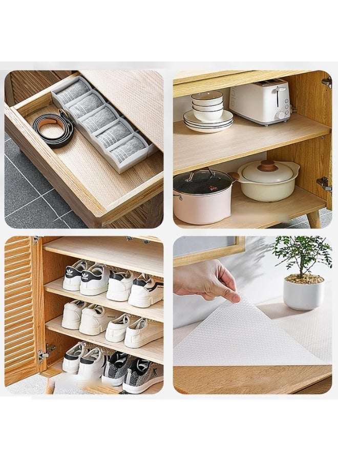 Non-Slip Shelf and Drawer Liner, 45cm x 5m Roll, Waterproof Multi-Purpose Liner for Kitchen Cabinets, Refrigerator and Bathroom, Clear White - Image 4