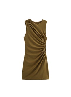 Generic SAW Fast Selling New Womens Dress French Style Slimming Casual Design Smooths Your Silhouette Womens Clothing 3067260 Dark brown yellow 