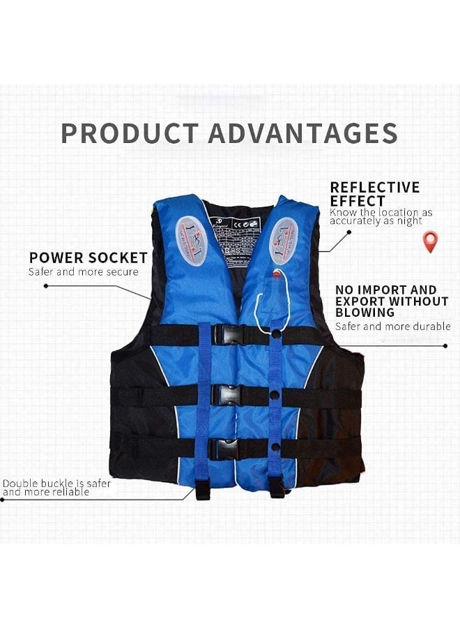REBENUO Swimming Suit Vest, High Visibility with Whistle, Adjustable Strap for Kayaking, Fishing, Surfing & Boating Wear-Resistant Polyester, Size XL 75-90 kg, Blue. - Image 3