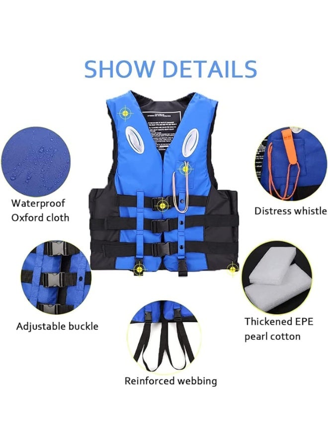 REBENUO Swimming Suit Vest, High Visibility with Whistle, Adjustable Strap for Kayaking, Fishing, Surfing & Boating Wear-Resistant Polyester, Size XL 75-90 kg, Blue. - Image 5