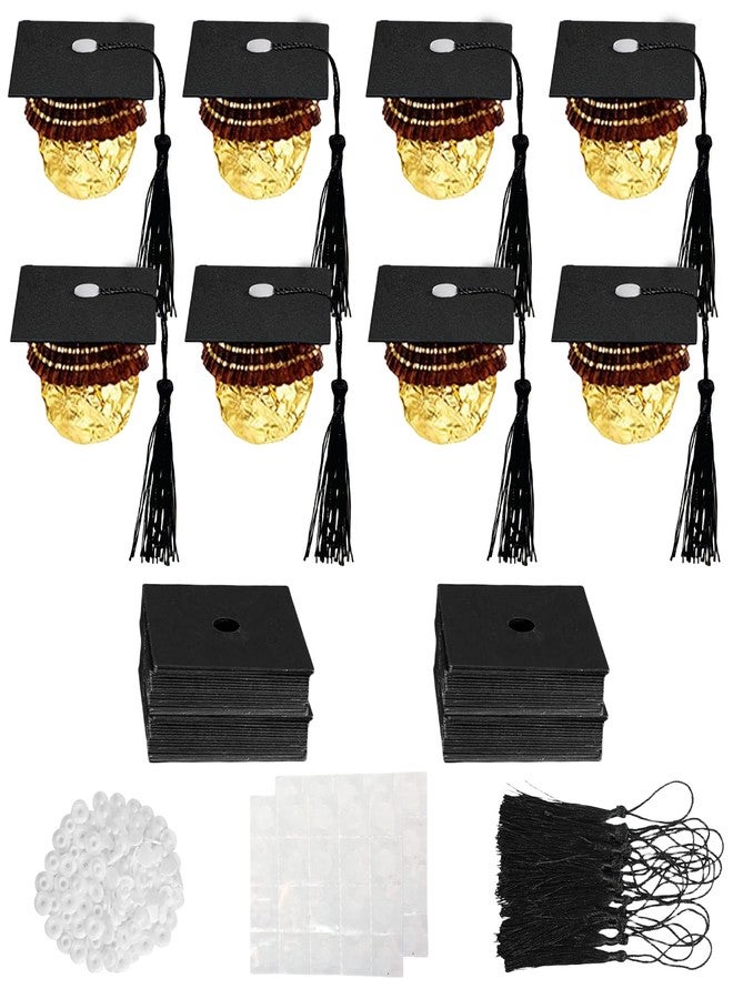 JXITON 50pcs Graduation Chocolate Decorations Graduation Cap Cupcake Toppers Chocolate Decorations Mini Grad Cap Decor for 2025 Congrats Grad Party Supply - Image 1