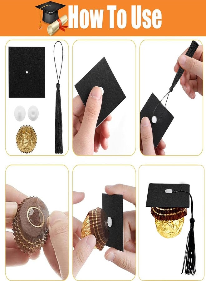 JXITON 50pcs Graduation Chocolate Decorations Graduation Cap Cupcake Toppers Chocolate Decorations Mini Grad Cap Decor for 2025 Congrats Grad Party Supply - Image 3